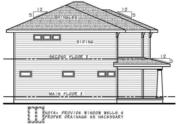 Left Elevation for House Plan #152232