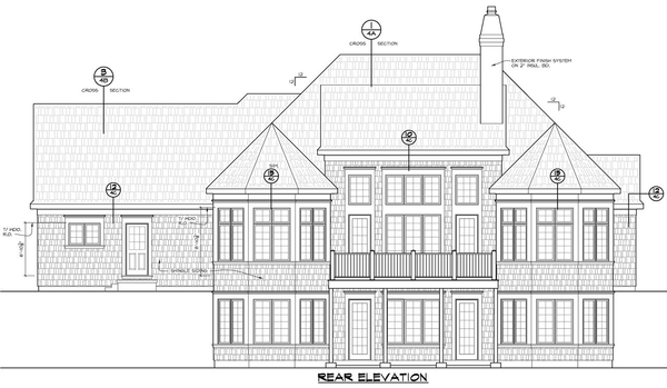 Rear Elevation for House Plan #154864