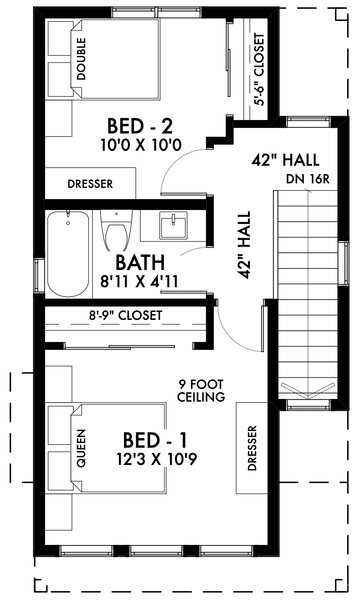 Second Floor Plan for House Plan #590091