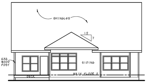 Rear Elevation for House Plan #158081