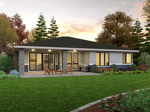 Rear Elevation for House Plan #321281