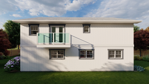 Rear Elevation for House Plan #203092