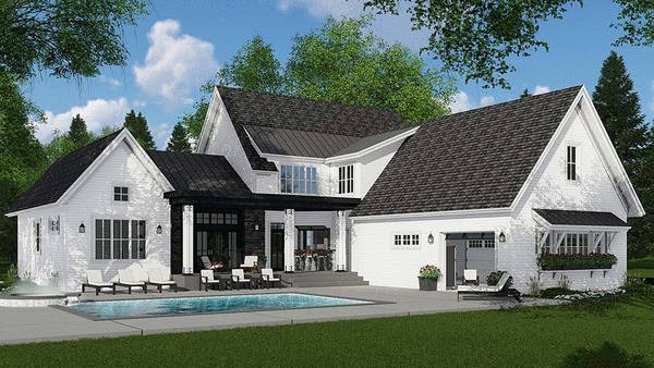 Rear Elevation for House Plan #282103