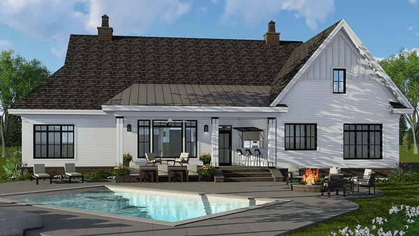 Rear Elevation for House Plan #284152