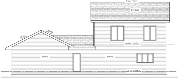 Rear Elevation for House Plan #158381