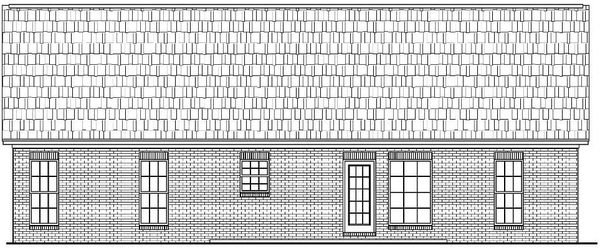 Rear Elevation for House Plan #302041