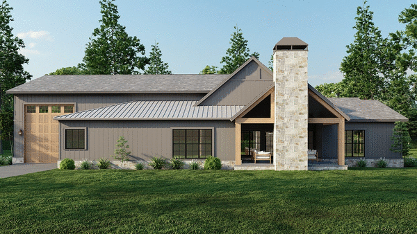Rear Elevation for House Plan #317552