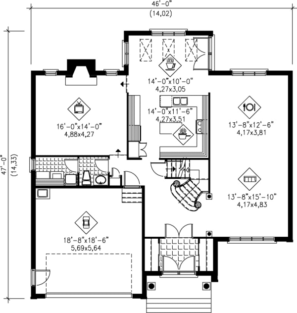 Main Floor Plan for House Plan #176120