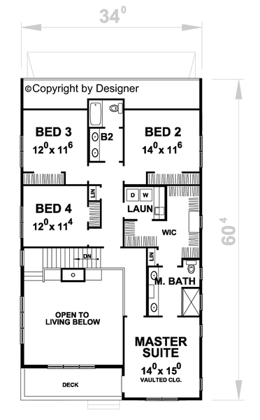 Second Floor Plan for House Plan #155233