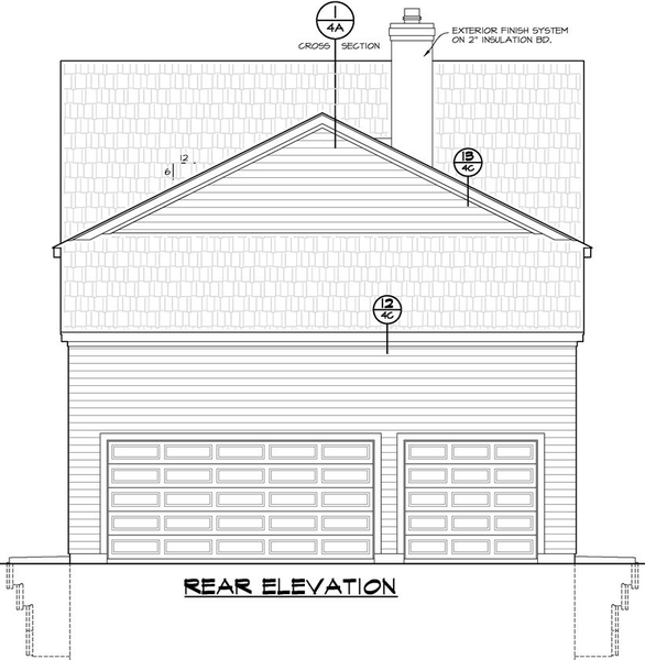 Rear Elevation for House Plan #155233