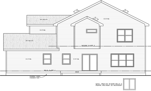Rear Elevation for House Plan #155492
