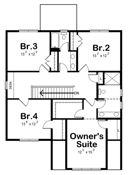 Second Floor Plan for House Plan #157522