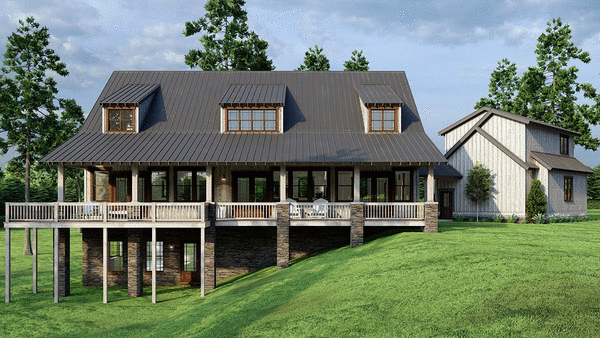 Rear Elevation for House Plan #311672