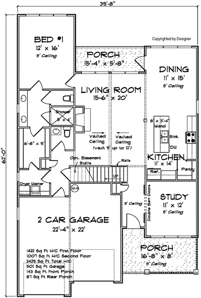 Main Floor Plan for House Plan #249242