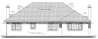 Rear Elevation for House Plan #130309