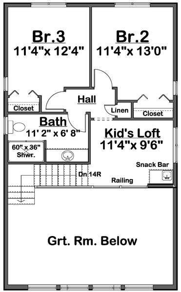 Second Floor Plan for House Plan #203123