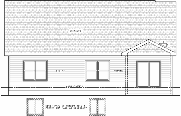 Rear Elevation for House Plan #154061