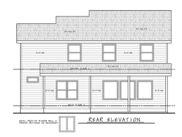 Rear Elevation for House Plan #157702