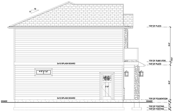 Left Elevation for House Plan #203029