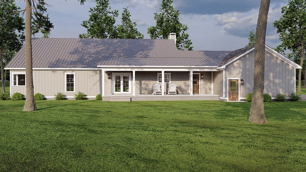 Rear Elevation for House Plan #313132