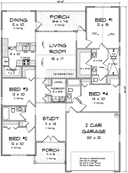 Main Floor Plan for House Plan #241481