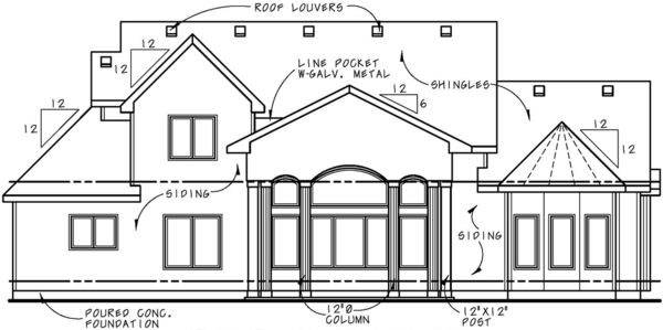 Rear Elevation for House Plan #157423