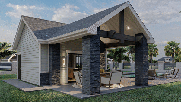 Rear Elevation for House Plan #706030