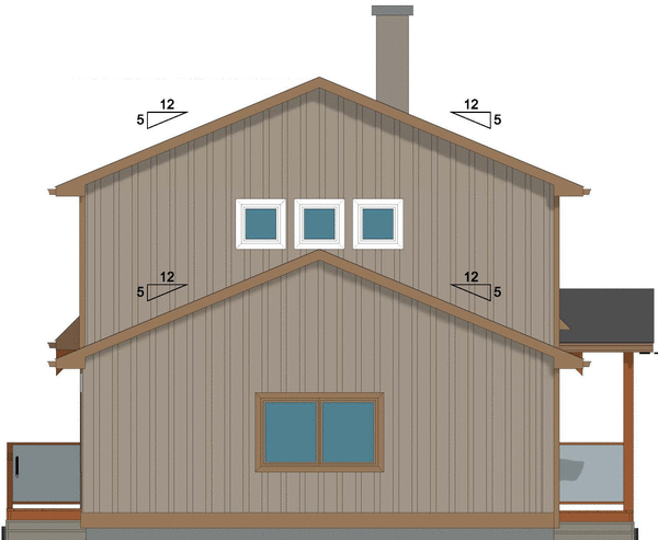 Rear Elevation for House Plan #203045