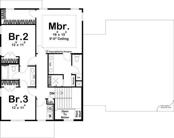 Second Floor Plan for House Plan #708122