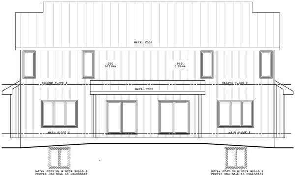 Rear Elevation for House Plan #156382