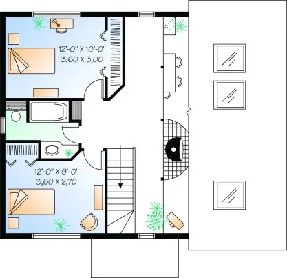 Second Floor Plan for House Plan #148392