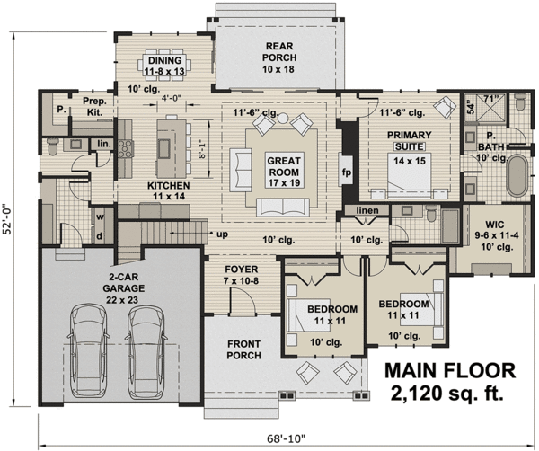 Main Floor Plan for House Plan #280212
