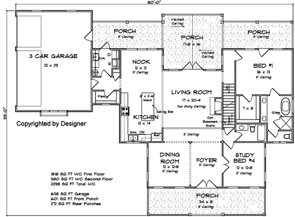 Main Floor Plan for House Plan #248932