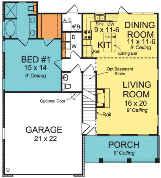 Main Floor Plan for House Plan #240551