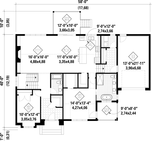 Main Floor Plan for House Plan #177851