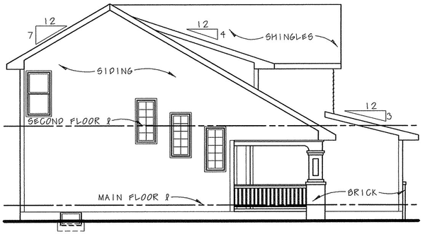 Left Elevation for House Plan #150451