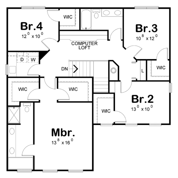 Second Floor Plan for House Plan #155312