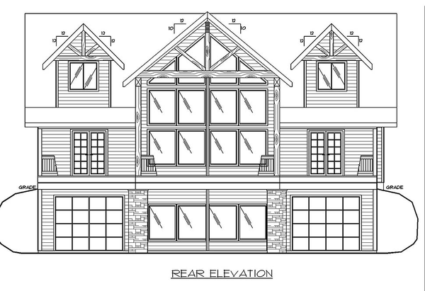 Rear Elevation for House Plan #453742