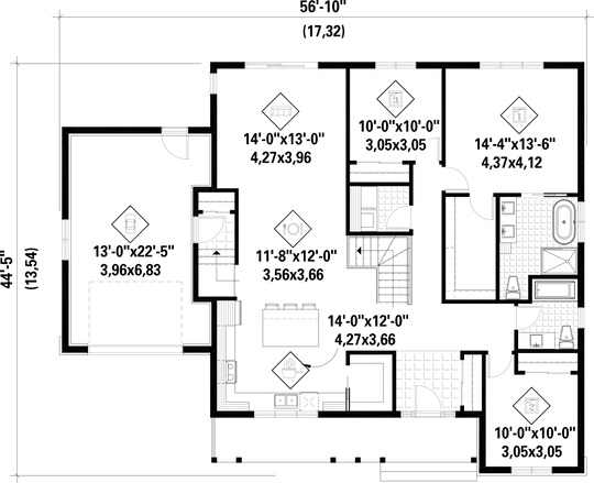 Rear Elevation for House Plan #171161
