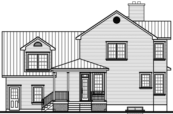 Rear Elevation for House Plan #146046