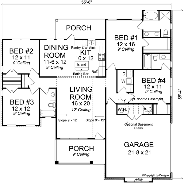 Main Floor Plan for House Plan #242861