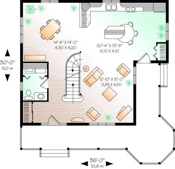 Main Floor Plan for House Plan #141056