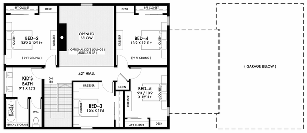 Second Floor Plan for House Plan #596062