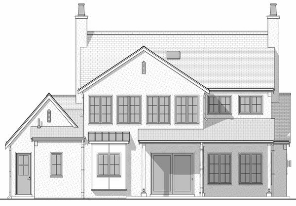 Rear Elevation for House Plan #595252