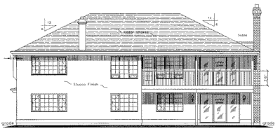 Rear Elevation for House Plan #134309