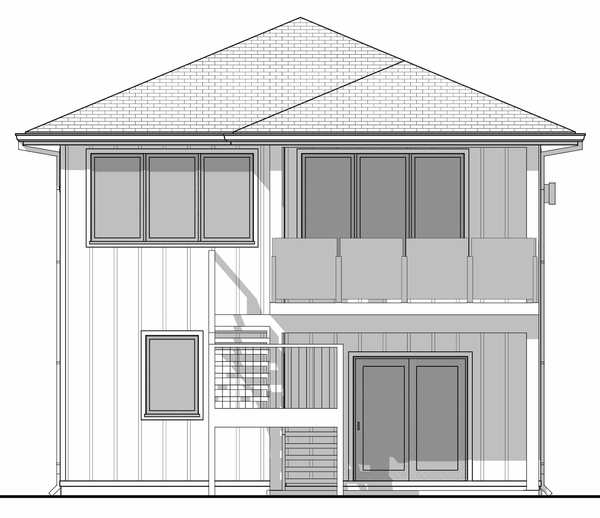 Rear Elevation for House Plan #593422
