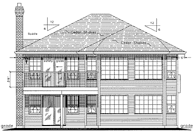 Rear Elevation for House Plan #135309