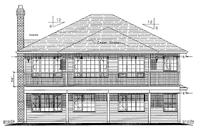 Rear Elevation for House Plan #136309