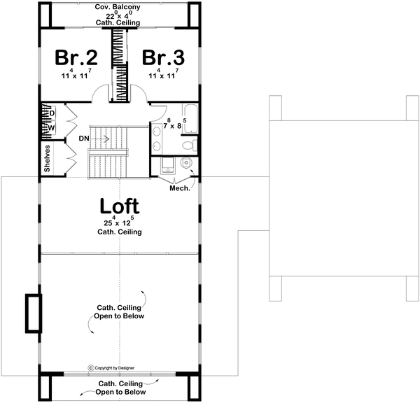 Second Floor Plan for House Plan #702332