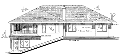 Rear Elevation for House Plan #139219